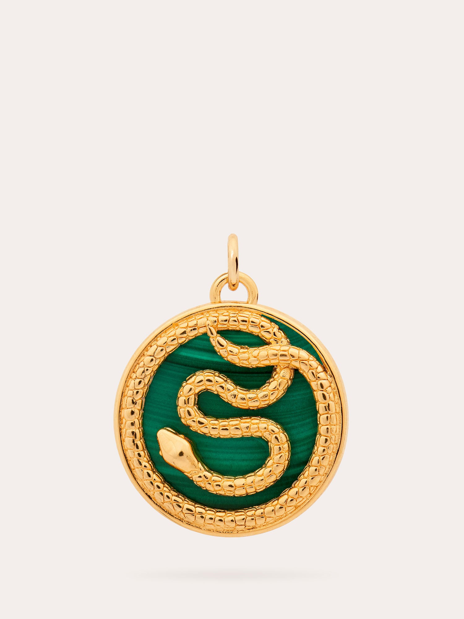 Aesclepius Snake Gold Pendant - Malachite and 18ct Gold Vermeil - Heyrlome Jewellery