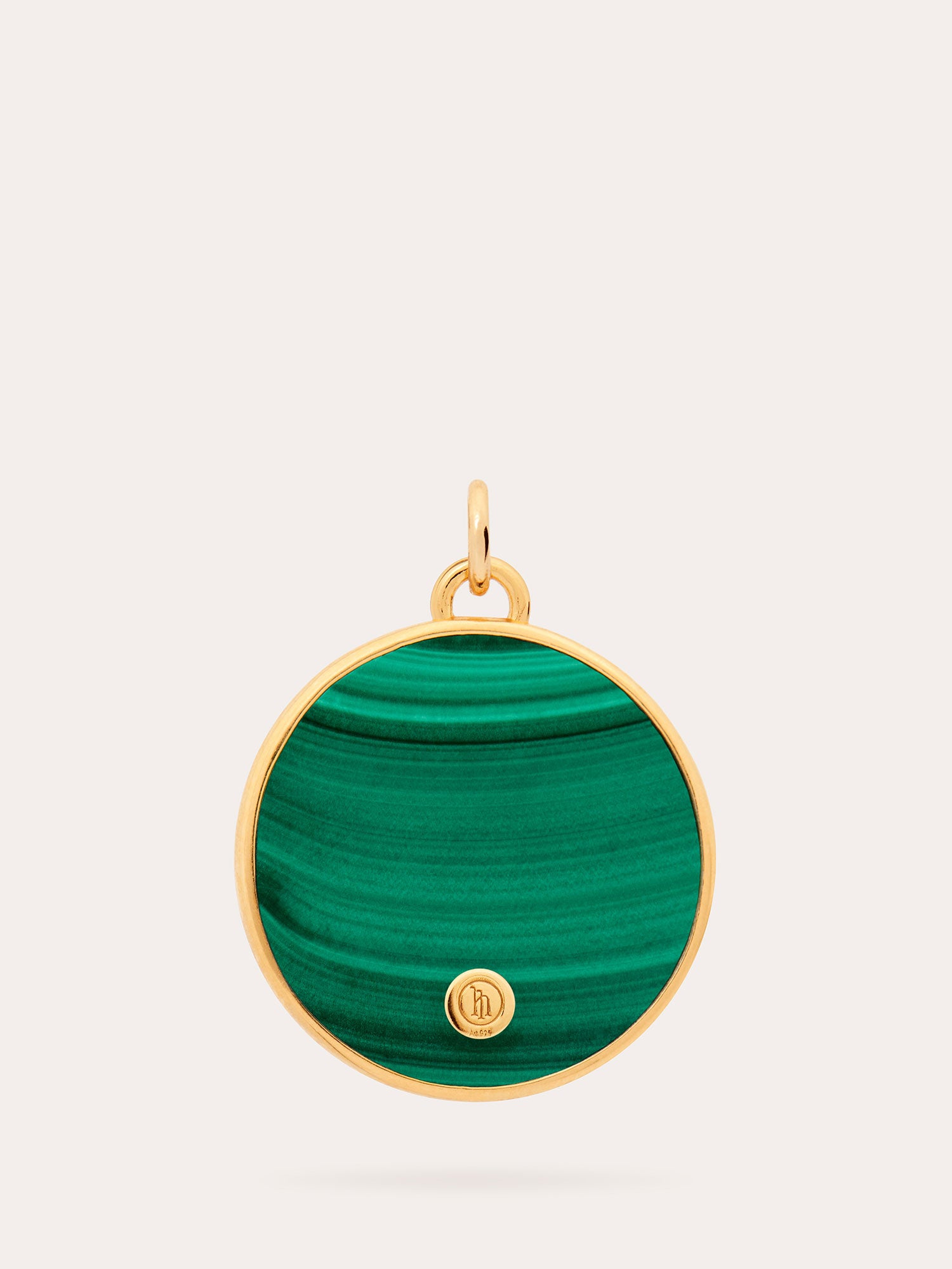 Back View of Aesclepius Snake Gold Pendant - Malachite and 18ct Gold Vermeil - Heyrlome Jewellery