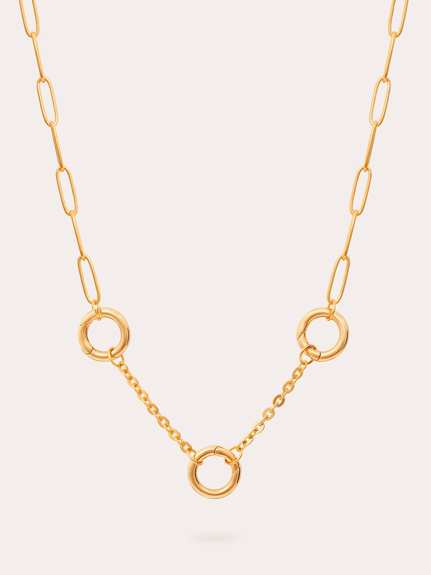 Triple Link Heavy Mixed Chain Gold Necklace - 18ct Gold Vermeil - Heyrlome Jewellery