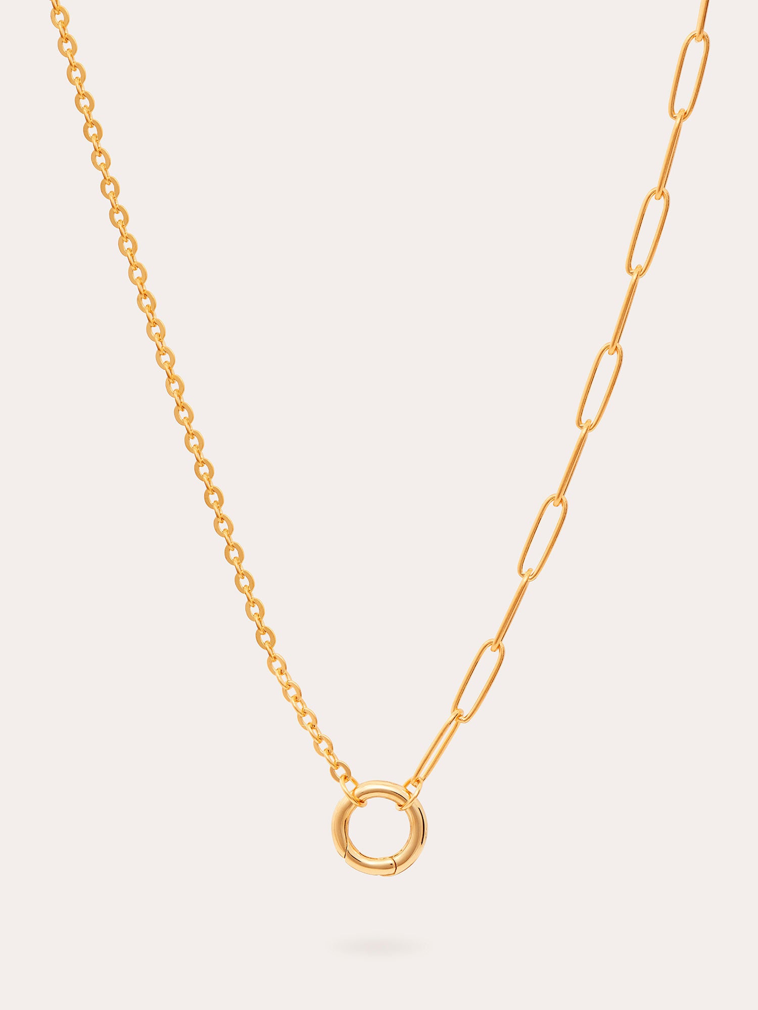 Single Link Heavy Mixed Chain Gold Necklace - 18ct Gold Vermeil - Available in 14", 16" and 18" - Heyrlome Jewellery