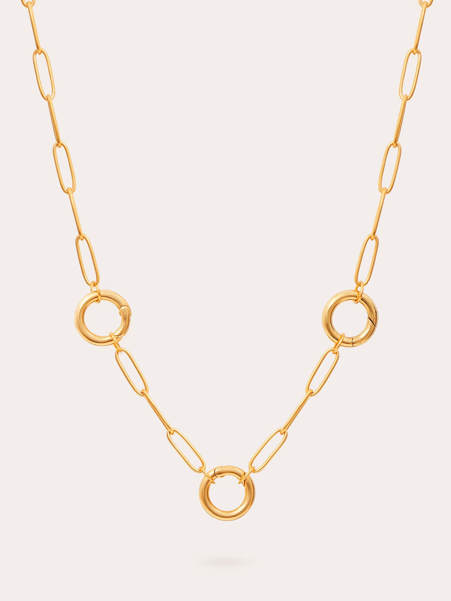 Triple Link Paperlink Chain Gold Necklace - 18ct Gold Vermeil - Heyrlome Jewellery