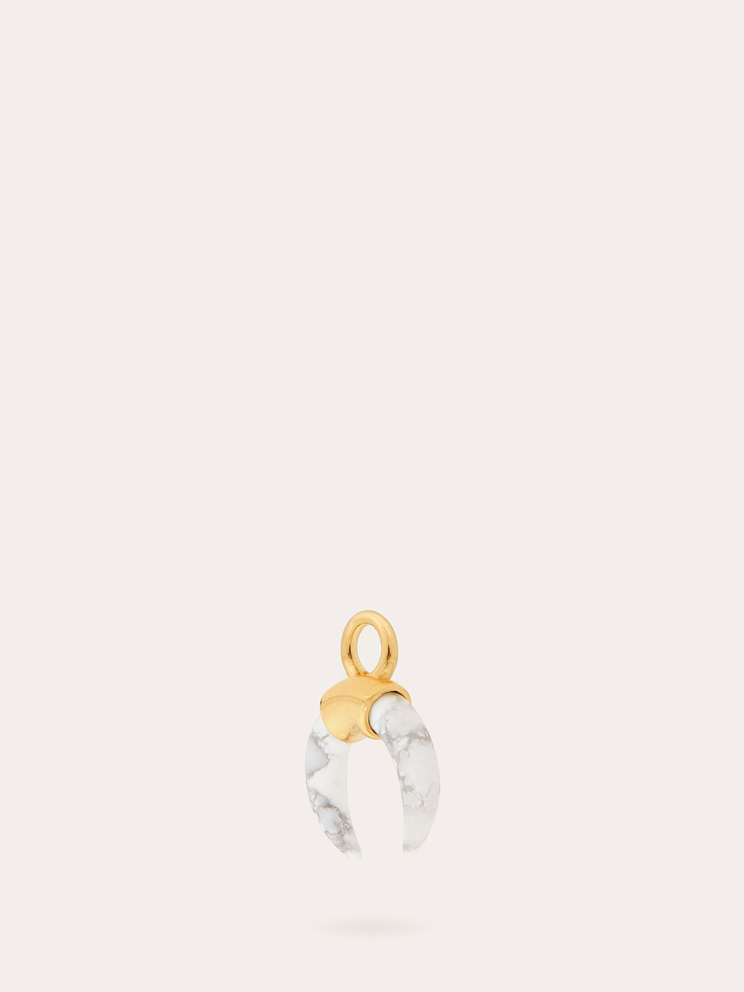 Side View of Howlite Horn Gold Charm - 18ct Gold Vermeil - Heyrlome Jewellery