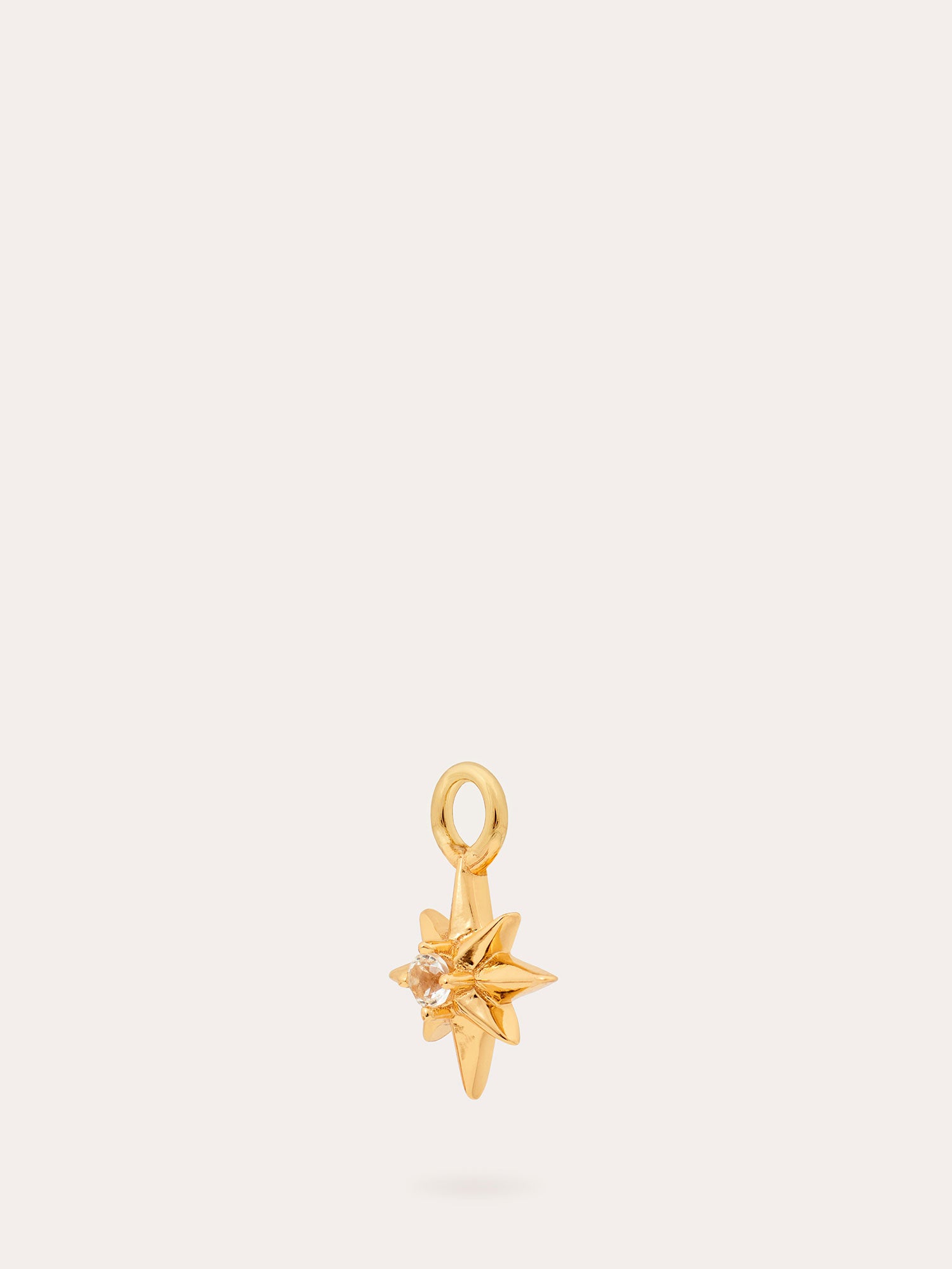 Side View of Small Rose des Vents Gold Charm - 18ct Gold Vermeil and White Topaz - Heyrlome Jewellery