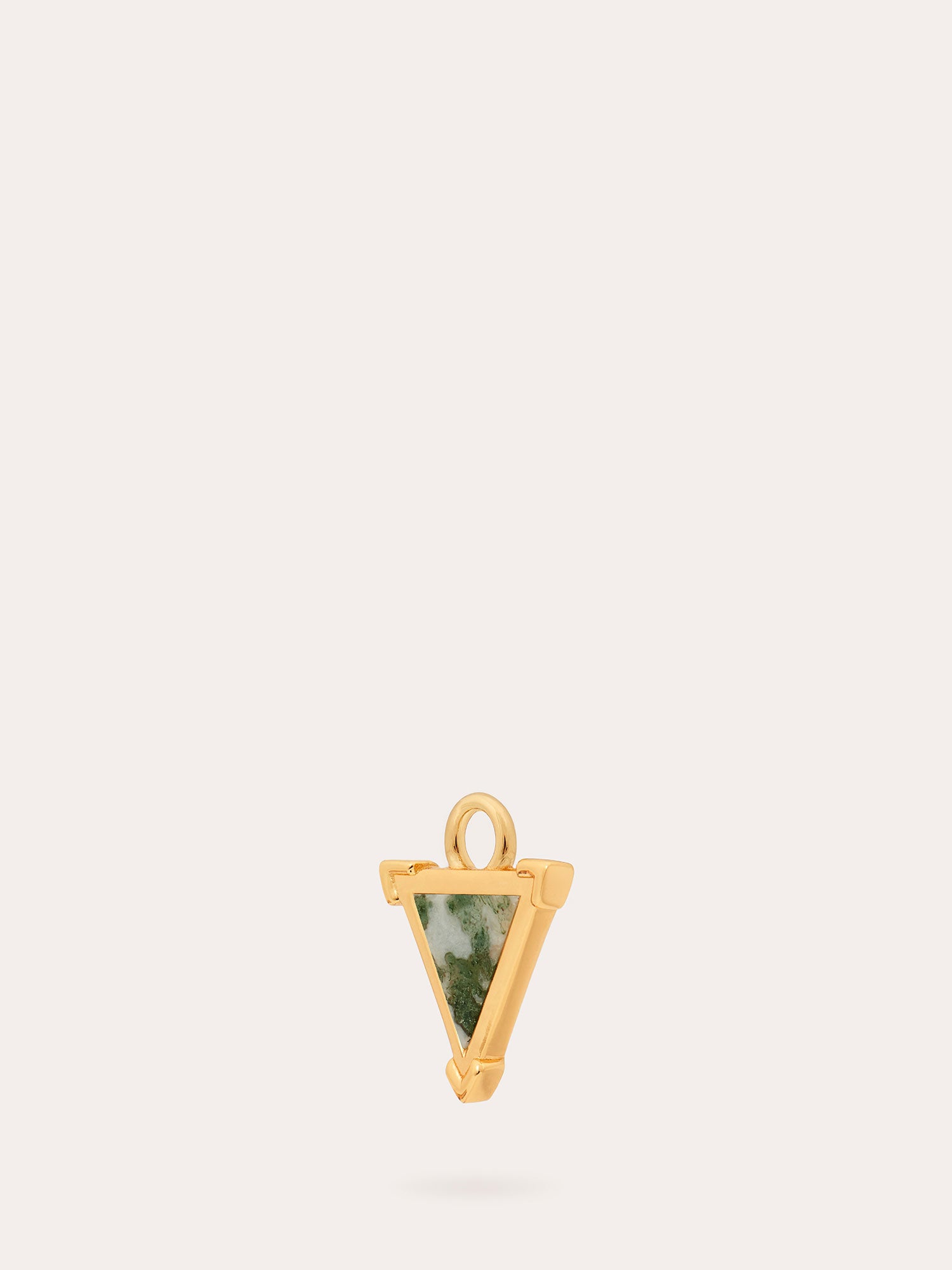 Side View of Moss Agate Shield Gold Charm - 18ct Gold Vermeil - Heyrlome Jewellery