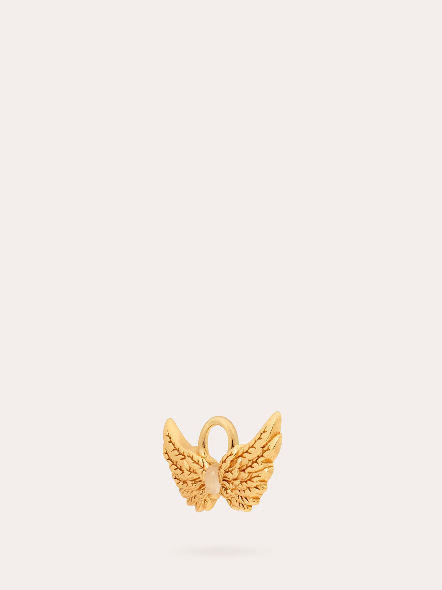 Side View of Hermes Wings Gold Charm - 18ct Gold Vermeil and Opal - Heyrlome Jewellery